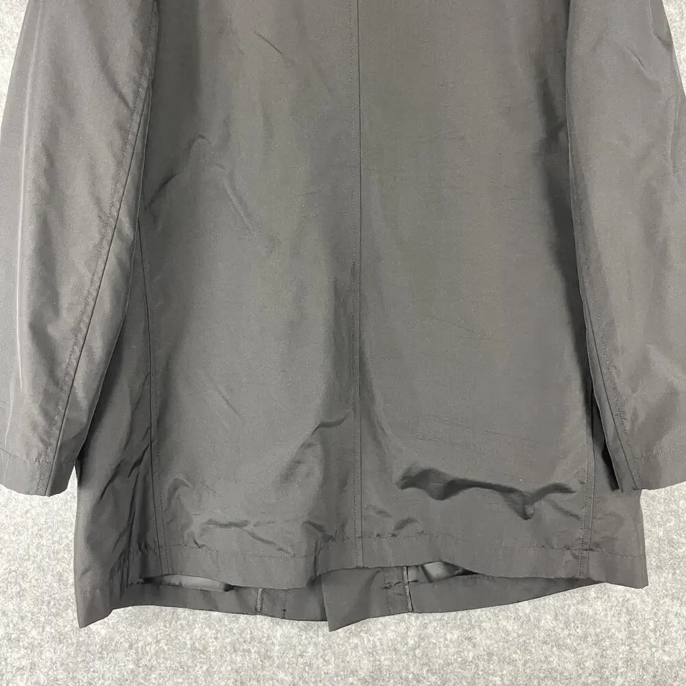 Vintage Banana Republic Factory Trench Coat Mens Large Black Water Resistant - Picture 16 of 16